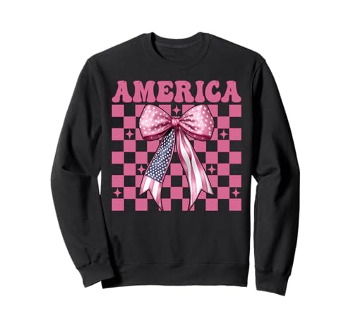 Amerika 4. Juli USA Amerikanische Flagge Patriotische Mädchen Mama Sweatshirt Amerika 4. Juli USA Amerikanische Flagge Patriotische Mädchen Mama Sweatshirt von Womens Coquette Bow 4th of July USA Flag Gifts