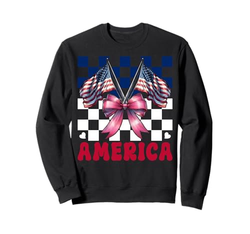 Amerika 4. Juli USA Amerikanische Flagge Patriotische Mädchen Mama Sweatshirt Amerika 4. Juli USA Amerikanische Flagge Patriotische Mädchen Mama Sweatshirt von Womens Coquette Bow 4th of July USA Flag Gifts