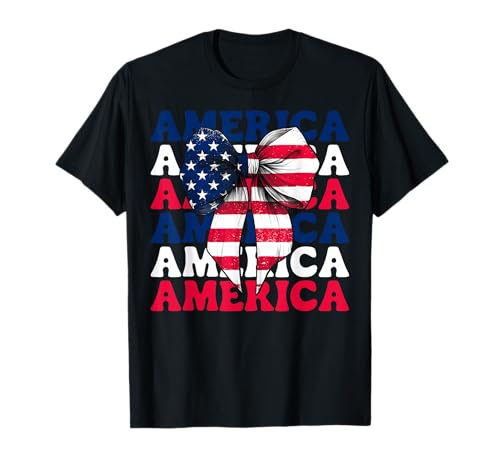 Amerika 4. Juli USA Amerikanische Flagge Patriotische Mädchen Mama T-Shirt von Womens Coquette Bow 4th of July USA Flag Gifts