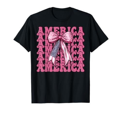 Amerika 4. Juli USA Amerikanische Flagge Patriotische Mädchen Mama T-Shirt von Womens Coquette Bow 4th of July USA Flag Gifts