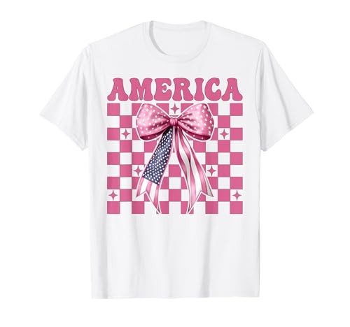 Amerika 4. Juli USA Amerikanische Flagge Patriotische Mädchen Mama T-Shirt Amerika 4. Juli USA Amerikanische Flagge Patriotische Mädchen Mama T-Shirt von Womens Coquette Bow 4th of July USA Flag Gifts