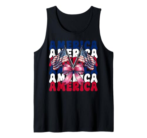 Amerika 4. Juli USA Amerikanische Flagge Patriotische Mädchen Mama Tank Top von Womens Coquette Bow 4th of July USA Flag Gifts