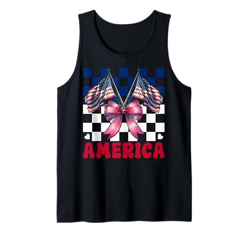 Amerika 4. Juli USA Amerikanische Flagge Patriotische Mädchen Mama Tank Top Amerika 4. Juli USA Amerikanische Flagge Patriotische Mädchen Mama Tank Top von Womens Coquette Bow 4th of July USA Flag Gifts