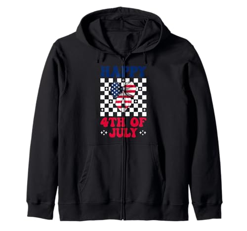 Happy 4th of Juli USA American Flag Patriotic Girl Mom Kapuzenjacke Happy 4th of Juli USA American Flag Patriotic Girl Mom Kapuzenjacke von Womens Coquette Bow 4th of July USA Flag Gifts