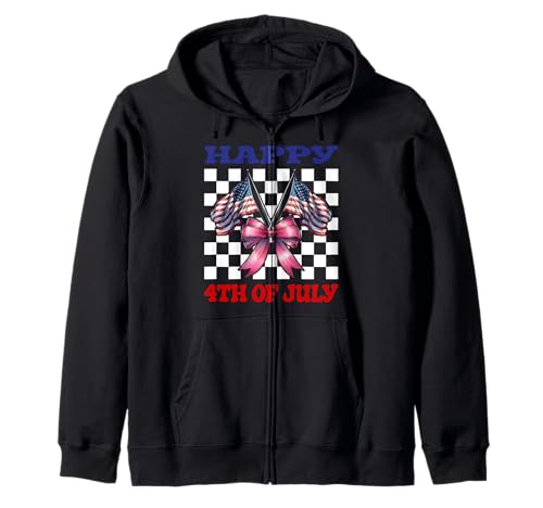 Happy 4th of Juli USA American Flag Patriotic Girl Mom Kapuzenjacke Happy 4th of Juli USA American Flag Patriotic Girl Mom Kapuzenjacke von Womens Coquette Bow 4th of July USA Flag Gifts