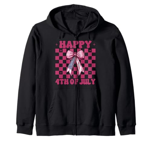 Happy 4th of Juli USA American Flag Patriotic Girl Mom Kapuzenjacke Happy 4th of Juli USA American Flag Patriotic Girl Mom Kapuzenjacke von Womens Coquette Bow 4th of July USA Flag Gifts