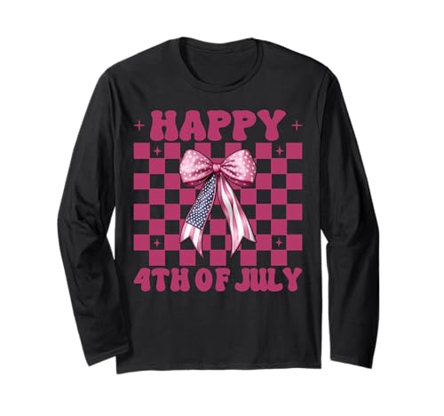 Happy 4th of Juli USA American Flag Patriotic Girl Mom Langarmshirt Happy 4th of Juli USA American Flag Patriotic Girl Mom Langarmshirt von Womens Coquette Bow 4th of July USA Flag Gifts
