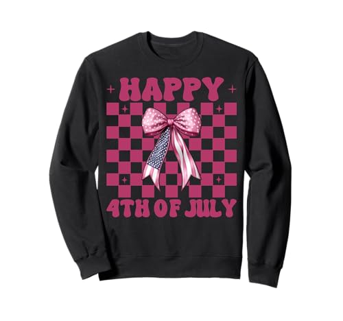 Happy 4th of Juli USA American Flag Patriotic Girl Mom Sweatshirt Happy 4th of Juli USA American Flag Patriotic Girl Mom Sweatshirt von Womens Coquette Bow 4th of July USA Flag Gifts