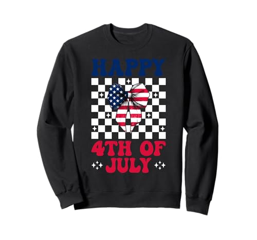 Happy 4th of Juli USA American Flag Patriotic Girl Mom Sweatshirt Happy 4th of Juli USA American Flag Patriotic Girl Mom Sweatshirt von Womens Coquette Bow 4th of July USA Flag Gifts