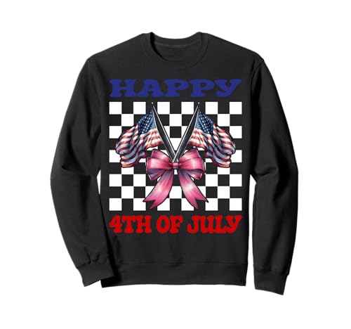 Happy 4th of Juli USA American Flag Patriotic Girl Mom Sweatshirt Happy 4th of Juli USA American Flag Patriotic Girl Mom Sweatshirt von Womens Coquette Bow 4th of July USA Flag Gifts