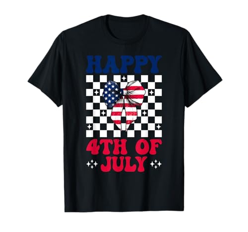 Happy 4th of Juli USA American Flag Patriotic Girl Mom T-Shirt von Womens Coquette Bow 4th of July USA Flag Gifts