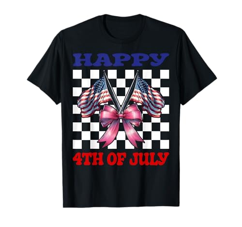 Happy 4th of Juli USA American Flag Patriotic Girl Mom T-Shirt von Womens Coquette Bow 4th of July USA Flag Gifts