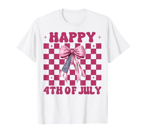 Happy 4th of Juli USA American Flag Patriotic Girl Mom T-Shirt Happy 4th of Juli USA American Flag Patriotic Girl Mom T-Shirt von Womens Coquette Bow 4th of July USA Flag Gifts