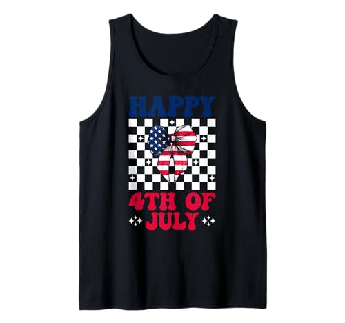 Happy 4th of Juli USA American Flag Patriotic Girl Mom Tank Top Happy 4th of Juli USA American Flag Patriotic Girl Mom Tank Top von Womens Coquette Bow 4th of July USA Flag Gifts