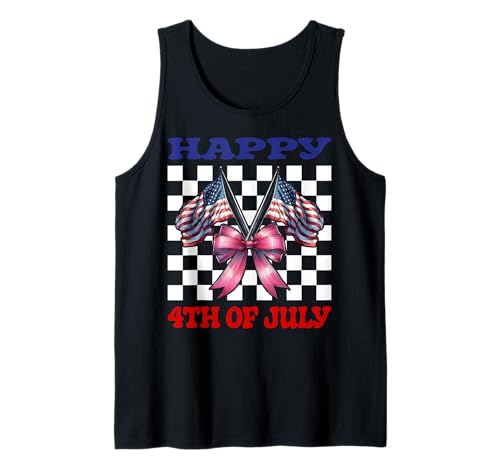 Happy 4th of Juli USA American Flag Patriotic Girl Mom Tank Top Happy 4th of Juli USA American Flag Patriotic Girl Mom Tank Top von Womens Coquette Bow 4th of July USA Flag Gifts