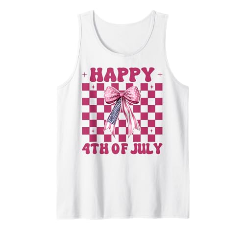 Happy 4th of Juli USA American Flag Patriotic Girl Mom Tank Top Happy 4th of Juli USA American Flag Patriotic Girl Mom Tank Top von Womens Coquette Bow 4th of July USA Flag Gifts