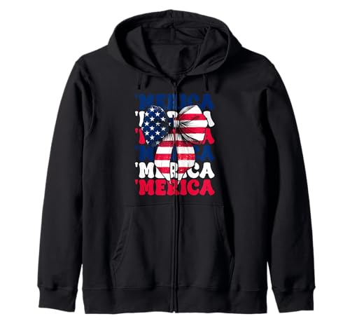 Merica 4. Juli USA Amerikanische Flagge Patriotisches Mädchen Mama Kapuzenjacke Merica 4. Juli USA Amerikanische Flagge Patriotisches Mädchen Mama Kapuzenjacke von Womens Coquette Bow 4th of July USA Flag Gifts