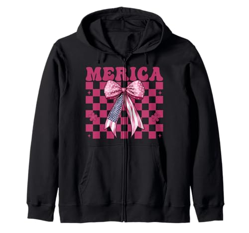 Merica 4. Juli USA Amerikanische Flagge Patriotisches Mädchen Mama Kapuzenjacke Merica 4. Juli USA Amerikanische Flagge Patriotisches Mädchen Mama Kapuzenjacke von Womens Coquette Bow 4th of July USA Flag Gifts