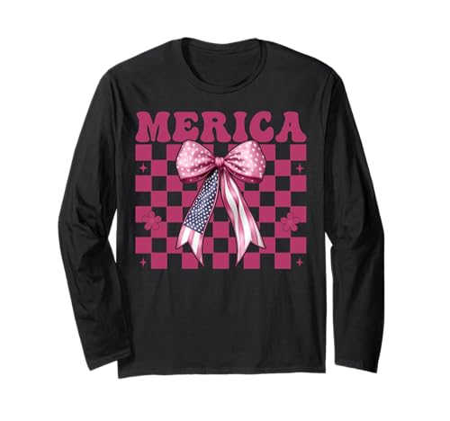 Merica 4. Juli USA Amerikanische Flagge Patriotisches Mädchen Mama Langarmshirt Merica 4. Juli USA Amerikanische Flagge Patriotisches Mädchen Mama Langarmshirt von Womens Coquette Bow 4th of July USA Flag Gifts