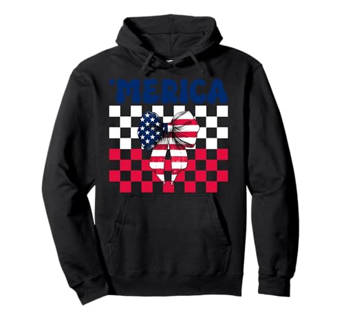 Merica 4. Juli USA Amerikanische Flagge Patriotisches Mädchen Mama Pullover Hoodie von Womens Coquette Bow 4th of July USA Flag Gifts