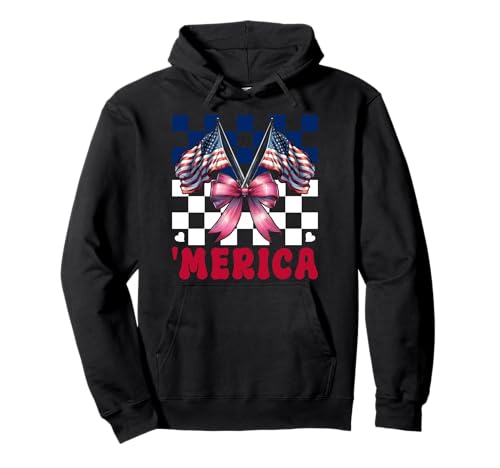 Merica 4. Juli USA Amerikanische Flagge Patriotisches Mädchen Mama Pullover Hoodie von Womens Coquette Bow 4th of July USA Flag Gifts