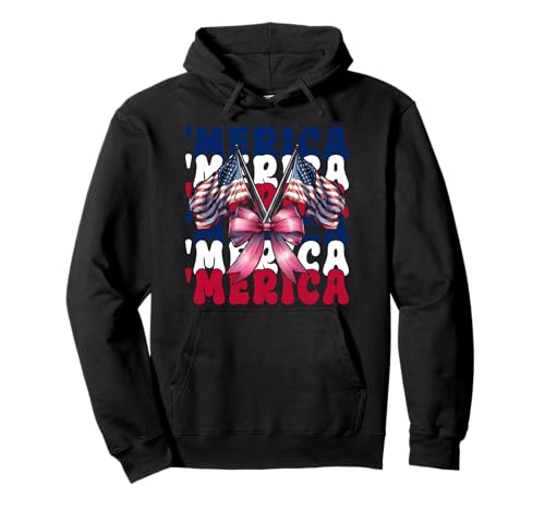 Merica 4. Juli USA Amerikanische Flagge Patriotisches Mädchen Mama Pullover Hoodie Merica 4. Juli USA Amerikanische Flagge Patriotisches Mädchen Mama Pullover Hoodie von Womens Coquette Bow 4th of July USA Flag Gifts