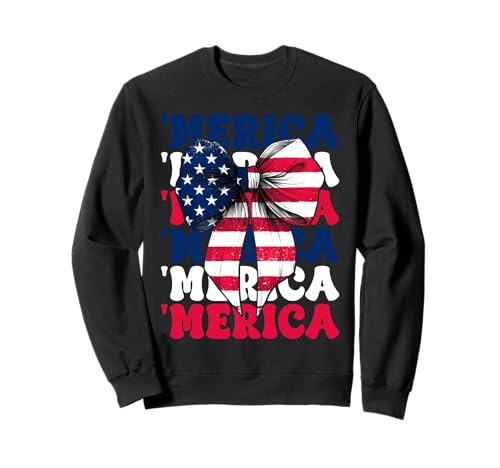 Merica 4. Juli USA Amerikanische Flagge Patriotisches Mädchen Mama Sweatshirt Merica 4. Juli USA Amerikanische Flagge Patriotisches Mädchen Mama Sweatshirt von Womens Coquette Bow 4th of July USA Flag Gifts