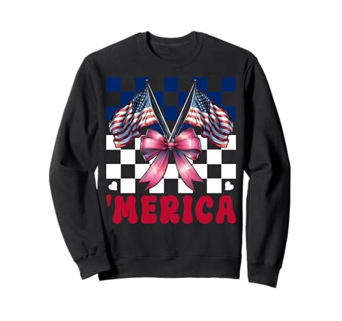 Merica 4. Juli USA Amerikanische Flagge Patriotisches Mädchen Mama Sweatshirt von Womens Coquette Bow 4th of July USA Flag Gifts