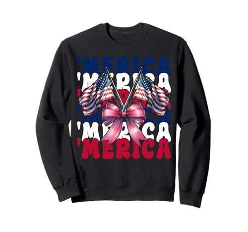 Merica 4. Juli USA Amerikanische Flagge Patriotisches Mädchen Mama Sweatshirt Merica 4. Juli USA Amerikanische Flagge Patriotisches Mädchen Mama Sweatshirt von Womens Coquette Bow 4th of July USA Flag Gifts