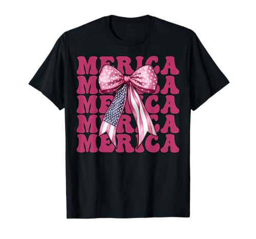 Merica 4. Juli USA Amerikanische Flagge Patriotisches Mädchen Mama T-Shirt Merica 4. Juli USA Amerikanische Flagge Patriotisches Mädchen Mama T-Shirt von Womens Coquette Bow 4th of July USA Flag Gifts