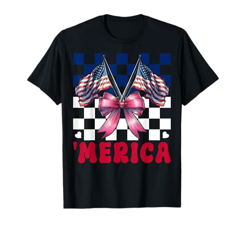 Merica 4. Juli USA Amerikanische Flagge Patriotisches Mädchen Mama T-Shirt Merica 4. Juli USA Amerikanische Flagge Patriotisches Mädchen Mama T-Shirt von Womens Coquette Bow 4th of July USA Flag Gifts