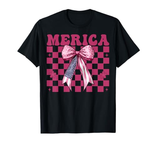 Merica 4. Juli USA Amerikanische Flagge Patriotisches Mädchen Mama T-Shirt Merica 4. Juli USA Amerikanische Flagge Patriotisches Mädchen Mama T-Shirt von Womens Coquette Bow 4th of July USA Flag Gifts