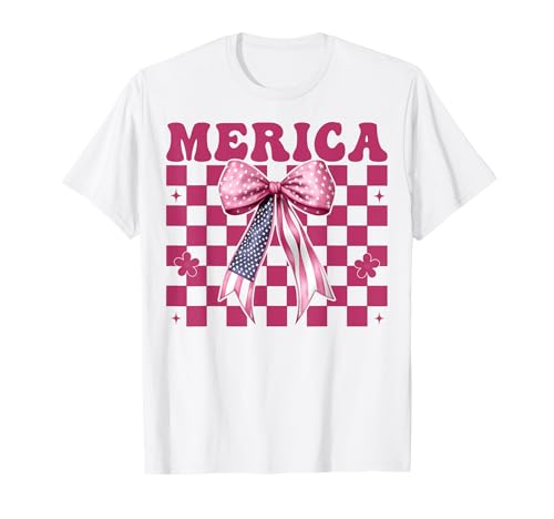 Merica 4. Juli USA Amerikanische Flagge Patriotisches Mädchen Mama T-Shirt Merica 4. Juli USA Amerikanische Flagge Patriotisches Mädchen Mama T-Shirt von Womens Coquette Bow 4th of July USA Flag Gifts