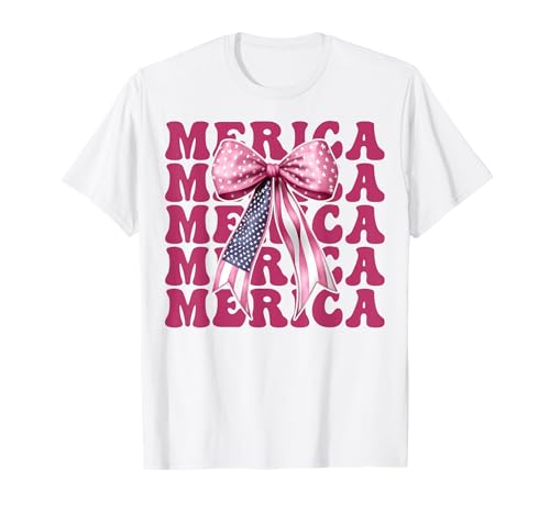 Merica 4. Juli USA Amerikanische Flagge Patriotisches Mädchen Mama T-Shirt Merica 4. Juli USA Amerikanische Flagge Patriotisches Mädchen Mama T-Shirt von Womens Coquette Bow 4th of July USA Flag Gifts