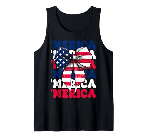 Merica 4. Juli USA Amerikanische Flagge Patriotisches Mädchen Mama Tank Top Merica 4. Juli USA Amerikanische Flagge Patriotisches Mädchen Mama Tank Top von Womens Coquette Bow 4th of July USA Flag Gifts