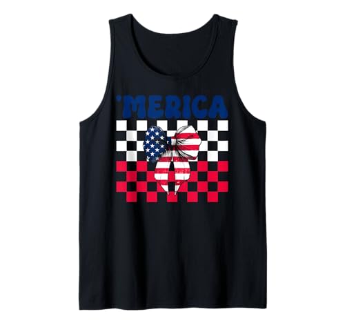Merica 4. Juli USA Amerikanische Flagge Patriotisches Mädchen Mama Tank Top Merica 4. Juli USA Amerikanische Flagge Patriotisches Mädchen Mama Tank Top von Womens Coquette Bow 4th of July USA Flag Gifts