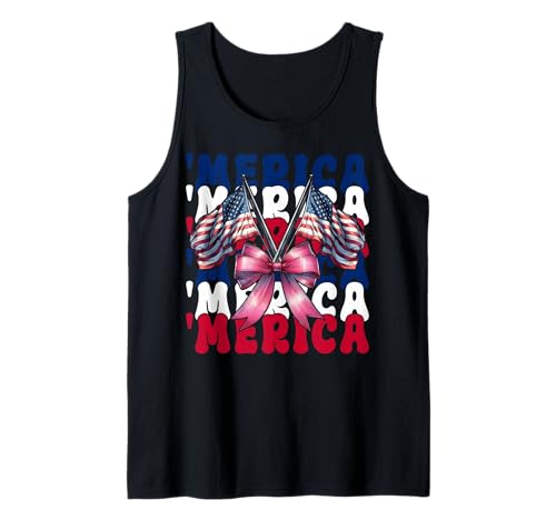 Merica 4. Juli USA Amerikanische Flagge Patriotisches Mädchen Mama Tank Top Merica 4. Juli USA Amerikanische Flagge Patriotisches Mädchen Mama Tank Top von Womens Coquette Bow 4th of July USA Flag Gifts