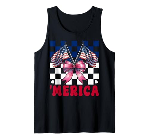 Merica 4. Juli USA Amerikanische Flagge Patriotisches Mädchen Mama Tank Top von Womens Coquette Bow 4th of July USA Flag Gifts