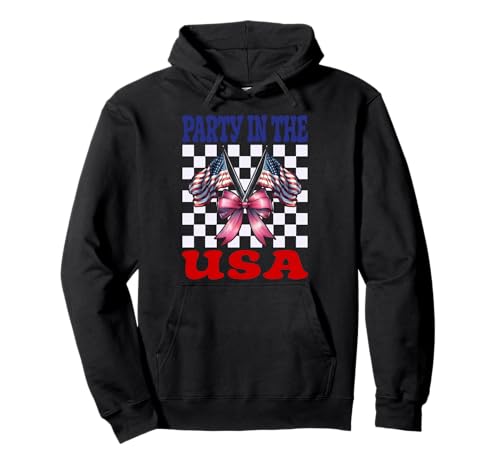 Party In The USA 4. Juli Amerikanische Flagge Patriotisches Mädchen Pullover Hoodie Party In The USA 4. Juli Amerikanische Flagge Patriotisches Mädchen Pullover Hoodie von Womens Coquette Bow 4th of July USA Flag Gifts