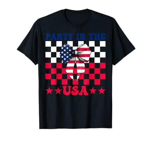 Party In The USA 4. Juli Amerikanische Flagge Patriotisches Mädchen T-Shirt Party In The USA 4. Juli Amerikanische Flagge Patriotisches Mädchen T-Shirt von Womens Coquette Bow 4th of July USA Flag Gifts