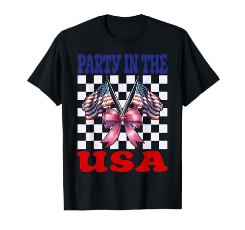 Party In The USA 4. Juli Amerikanische Flagge Patriotisches Mädchen T-Shirt Party In The USA 4. Juli Amerikanische Flagge Patriotisches Mädchen T-Shirt von Womens Coquette Bow 4th of July USA Flag Gifts