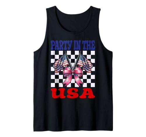 Party In The USA 4. Juli Amerikanische Flagge Patriotisches Mädchen Tank Top Party In The USA 4. Juli Amerikanische Flagge Patriotisches Mädchen Tank Top von Womens Coquette Bow 4th of July USA Flag Gifts