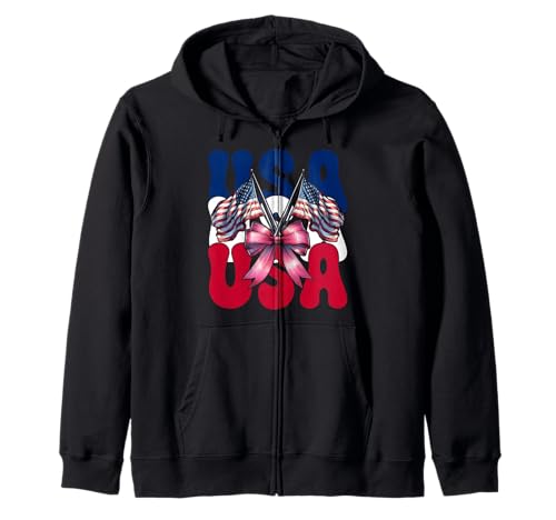 USA 4. Juli Amerikanische Flagge Patriotische Mädchen Mama Kokette Kapuzenjacke USA 4. Juli Amerikanische Flagge Patriotische Mädchen Mama Kokette Kapuzenjacke von Womens Coquette Bow 4th of July USA Flag Gifts