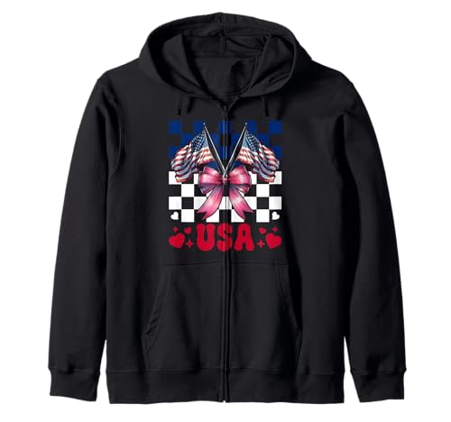 USA 4. Juli Amerikanische Flagge Patriotische Mädchen Mama Kokette Kapuzenjacke USA 4. Juli Amerikanische Flagge Patriotische Mädchen Mama Kokette Kapuzenjacke von Womens Coquette Bow 4th of July USA Flag Gifts