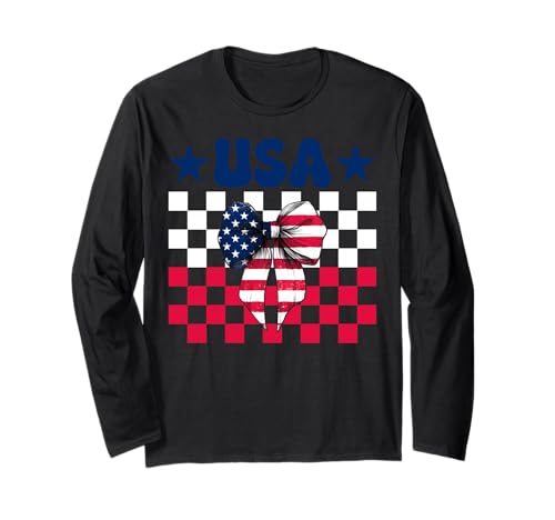 USA 4. Juli Amerikanische Flagge Patriotische Mädchen Mama Kokette Langarmshirt USA 4. Juli Amerikanische Flagge Patriotische Mädchen Mama Kokette Langarmshirt von Womens Coquette Bow 4th of July USA Flag Gifts