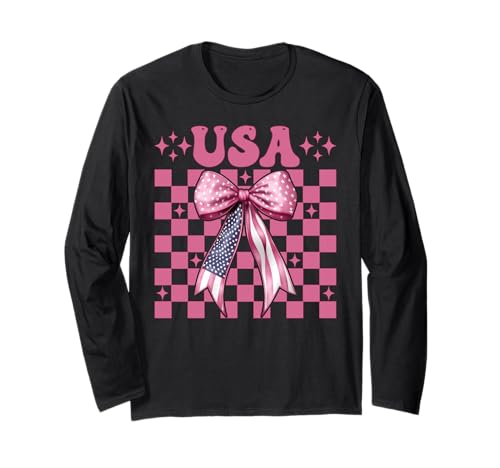 USA 4. Juli Amerikanische Flagge Patriotische Mädchen Mama Kokette Langarmshirt USA 4. Juli Amerikanische Flagge Patriotische Mädchen Mama Kokette Langarmshirt von Womens Coquette Bow 4th of July USA Flag Gifts