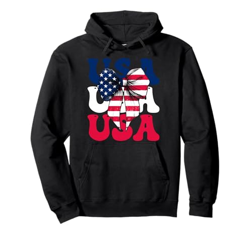 USA 4. Juli Amerikanische Flagge Patriotische Mädchen Mama Kokette Pullover Hoodie USA 4. Juli Amerikanische Flagge Patriotische Mädchen Mama Kokette Pullover Hoodie von Womens Coquette Bow 4th of July USA Flag Gifts