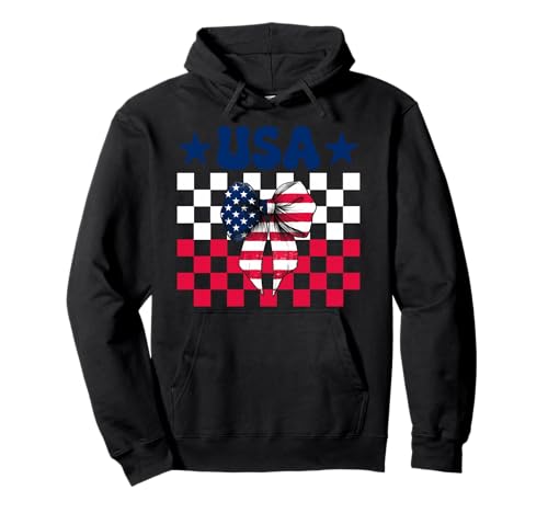 USA 4. Juli Amerikanische Flagge Patriotische Mädchen Mama Kokette Pullover Hoodie USA 4. Juli Amerikanische Flagge Patriotische Mädchen Mama Kokette Pullover Hoodie von Womens Coquette Bow 4th of July USA Flag Gifts