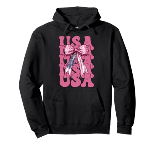 USA 4. Juli Amerikanische Flagge Patriotische Mädchen Mama Kokette Pullover Hoodie von Womens Coquette Bow 4th of July USA Flag Gifts