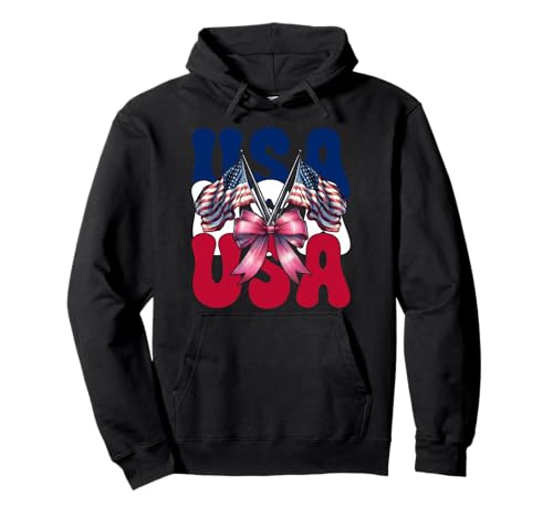 USA 4. Juli Amerikanische Flagge Patriotische Mädchen Mama Kokette Pullover Hoodie USA 4. Juli Amerikanische Flagge Patriotische Mädchen Mama Kokette Pullover Hoodie von Womens Coquette Bow 4th of July USA Flag Gifts